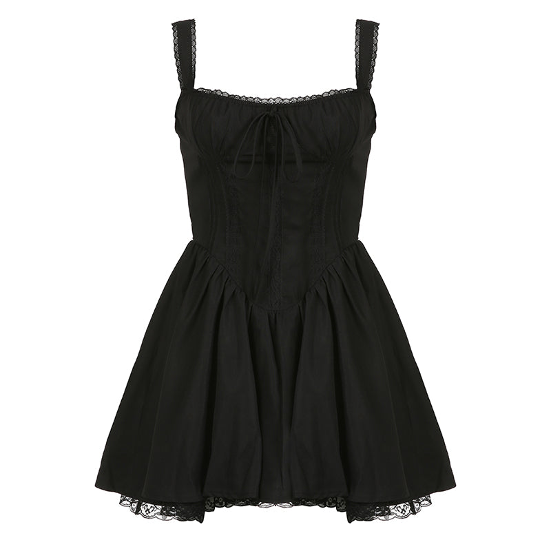 White Lace Panel A-Line Corset Dress
