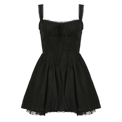 White Lace Panel A-Line Corset Dress
