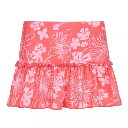 Hawaiian Hibiscus Flower High Waist Pleated Ruffle Mini Skirt