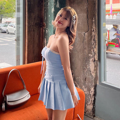 Blue Bow Preppy Dress