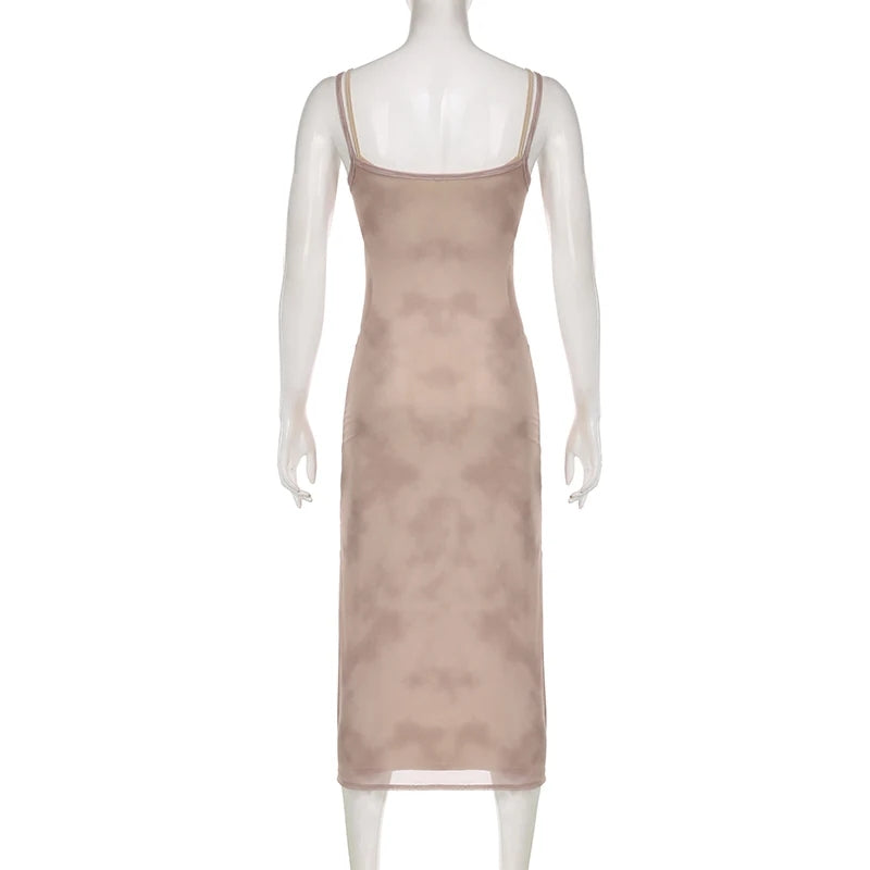 Cat Graphic Print Split Long Dress