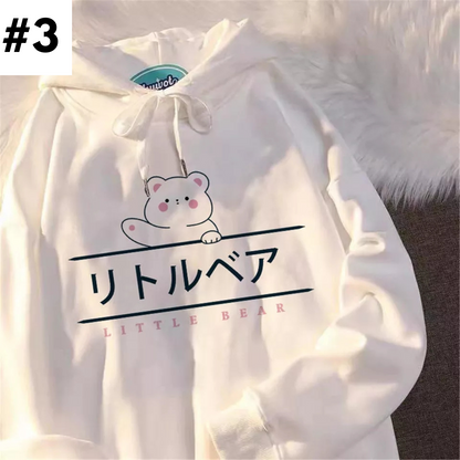 Japanese Anime Dog Print Oversized Hoodie