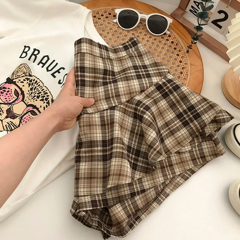 Plaid Ruffle High Waist Mini Skirt