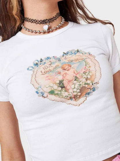 Angel Print Crop Top