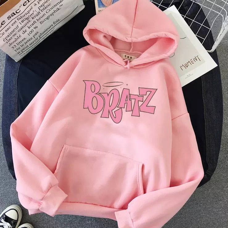 Letter Print Doll Loose Oversized Hoodie Long Sleeve Sweatshirt Sweater Pullover Jumper E-Girl Kawaii Korean Japanese Harajuku Streetwear