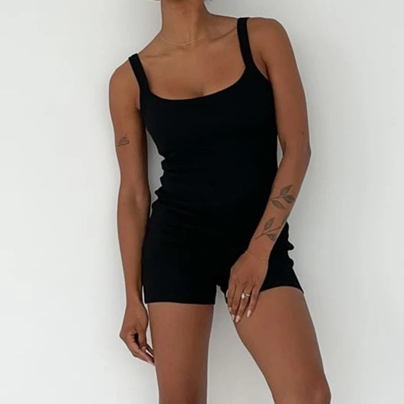 Grey Ribbed Playsuit
