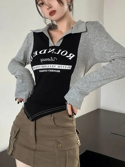 Y2K Collar Long Sleeve Shirt