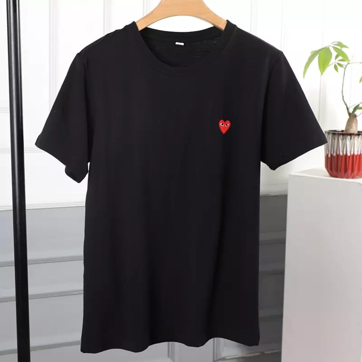 Cute Heart Shape Love Embroidery Loose Oversize Short Sleeve Short T-shirt Tee Top Summer Casual E-Girl Kawaii Korean Japanese Harajuku Streetwear
