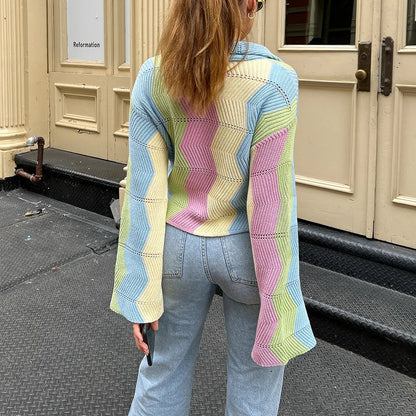 Rainbow Color Block Cardigan