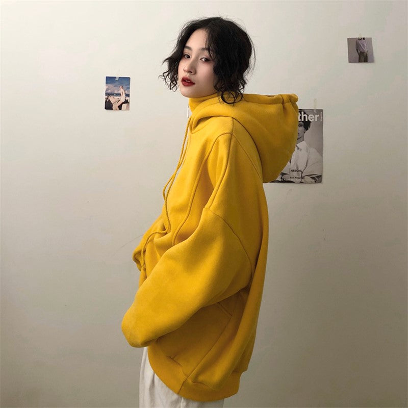 Cute Yellow Chill Letter Embroidery Causal Oversized Hoodie Sweater Sweatshirt Long Sleeve Pullover E-Girl Kawaii Korean Japanese Harajuku Streetwear