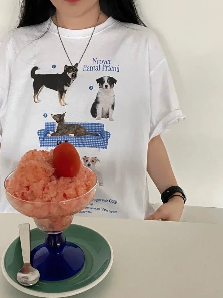 Dog Print Short Sleeve T-shirt