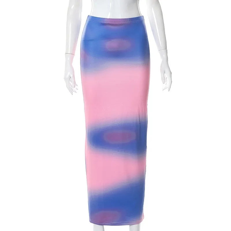 Tie Dye Bodycon Maxi Skirt