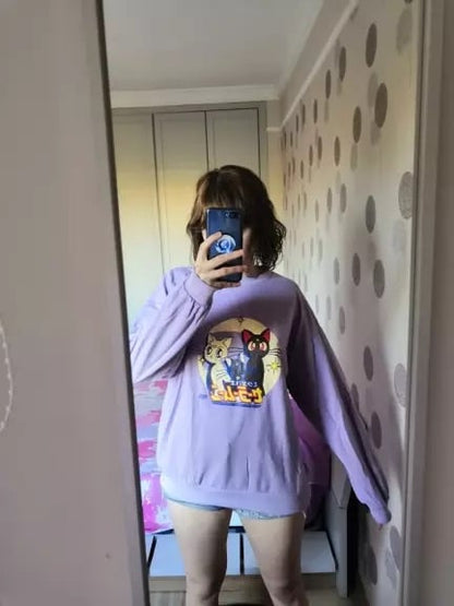 Japanese Anime Girl Cat Cartoon Print Hoodie