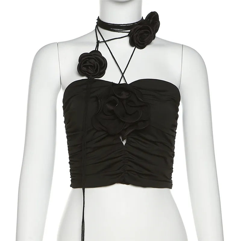 Black Rose Crop Top