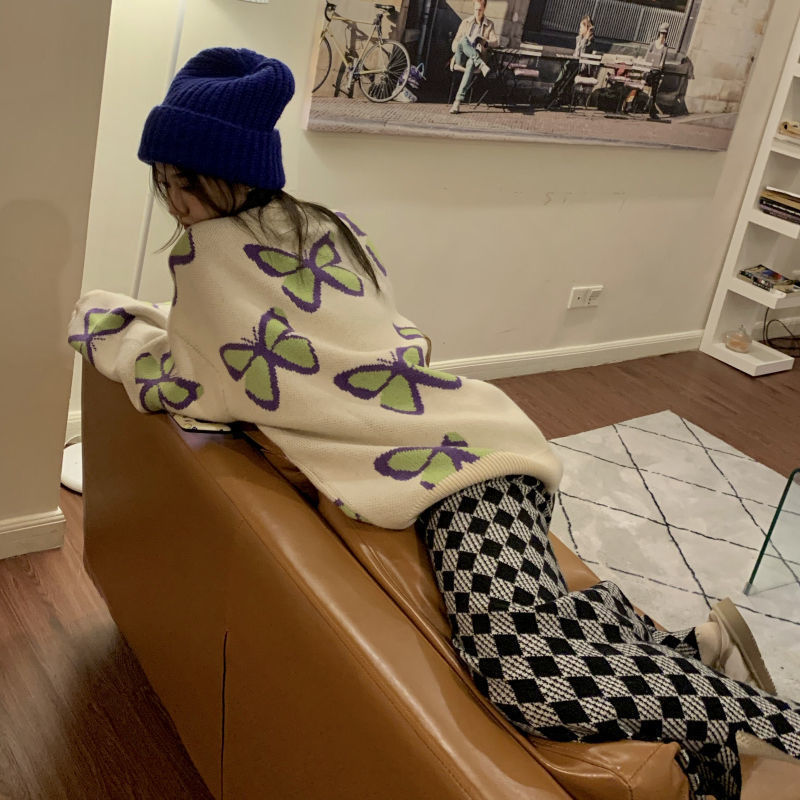 Butterfly Print Loose Sweater