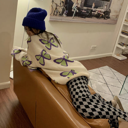 Butterfly Print Loose Sweater