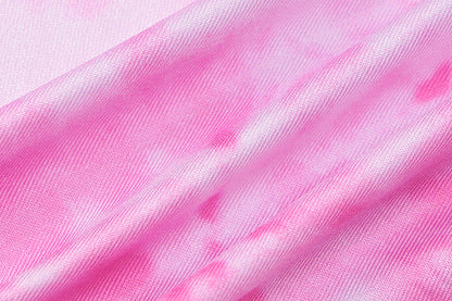 Pink Tie Dye V Neck Ruffle Crop Top