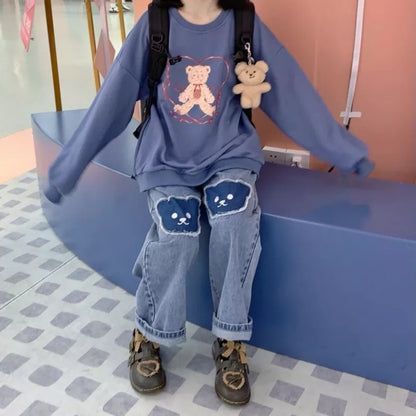 Bear Baggy High Waist Trousers