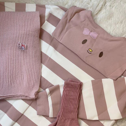 Japanese Anime Collar Stripe Long Sleeve Shirt
