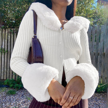 Faux Fur Trim Collar Jacket