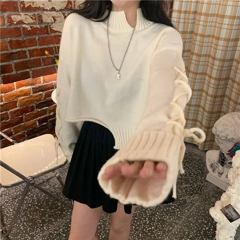 Purple Irregular Cropped Sweater