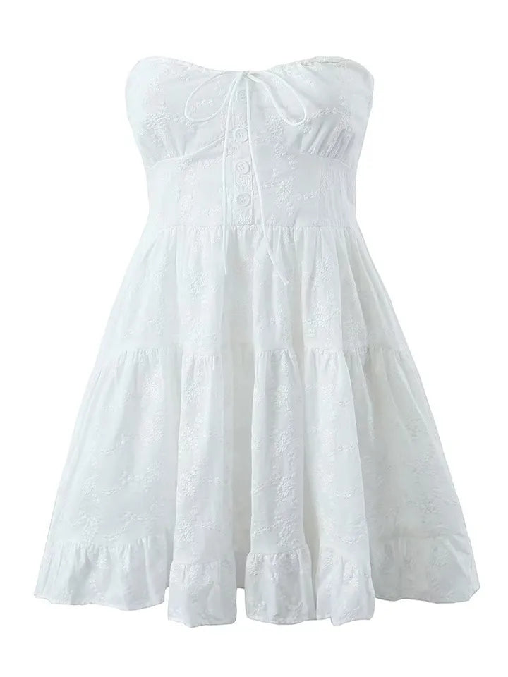 White Strapless Lace Dress