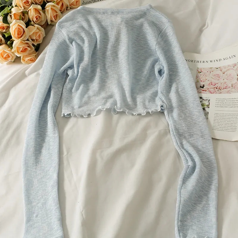 Thin Cardigan Bow Lace Up Long Sleeve Cardigan