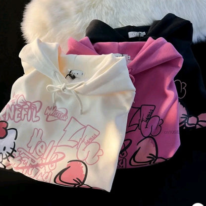 Graffiti Cat Print Hoodie