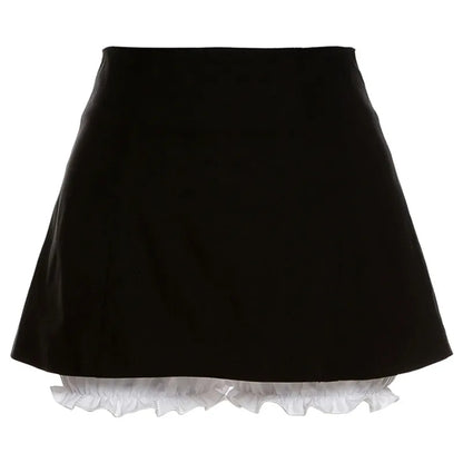 Black Ruffle High Waist Bloomers Mini Skirt