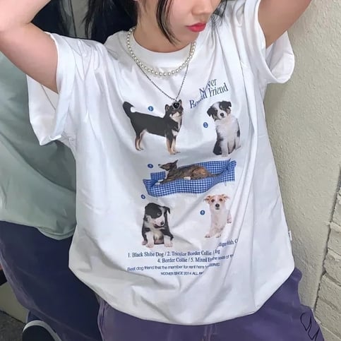 Dog Print Short Sleeve T-shirt