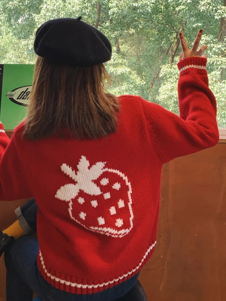 Red Strawberry Zipper Jacket