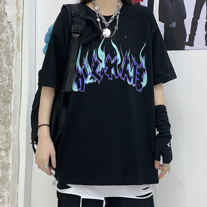 Cute Graphic Letter Graffiti Art Top Short Sleeve Shirt Tee T-shirt E-Girl Kawaii Korean Japanese Harajuku Chinese Retro Streetwear Aesthetic