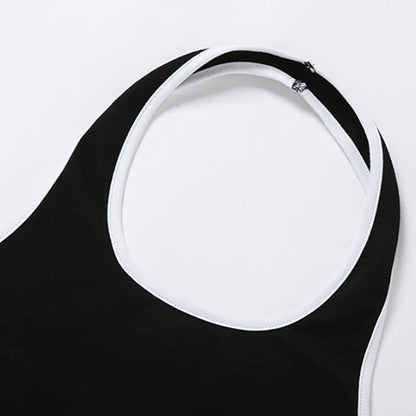 Black & White Patchwork Halter Top