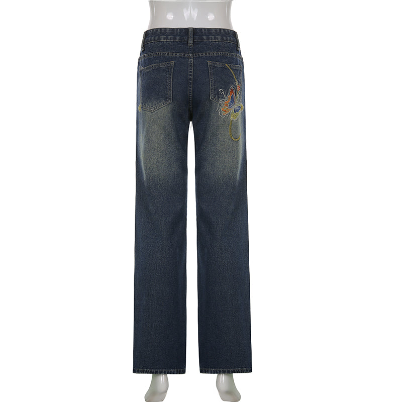 Butterfly Low Waist Denim Jeans