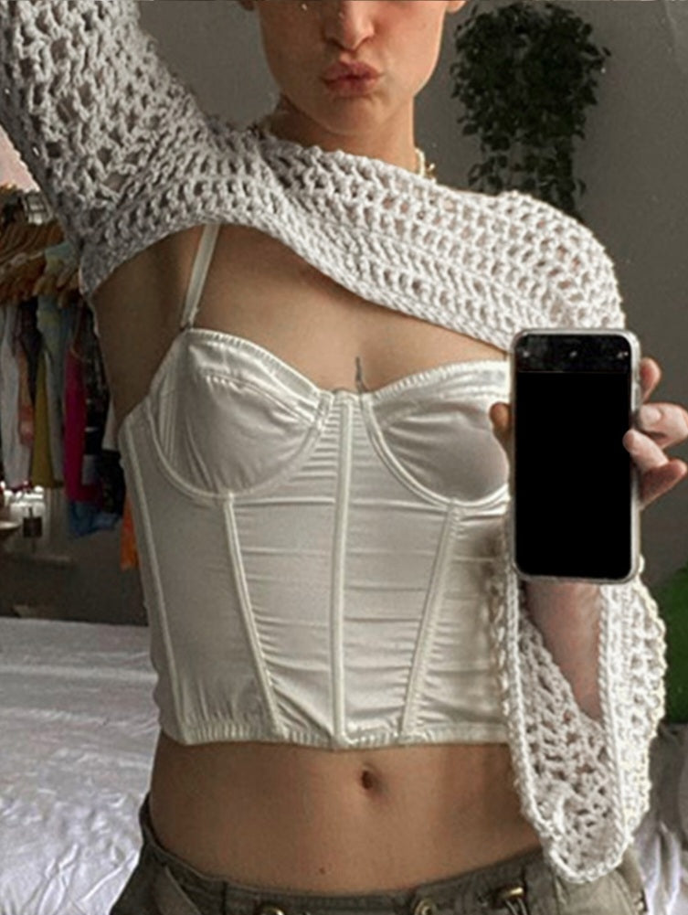 Crochet Knit Hollow Out Long Sleeve Shrug