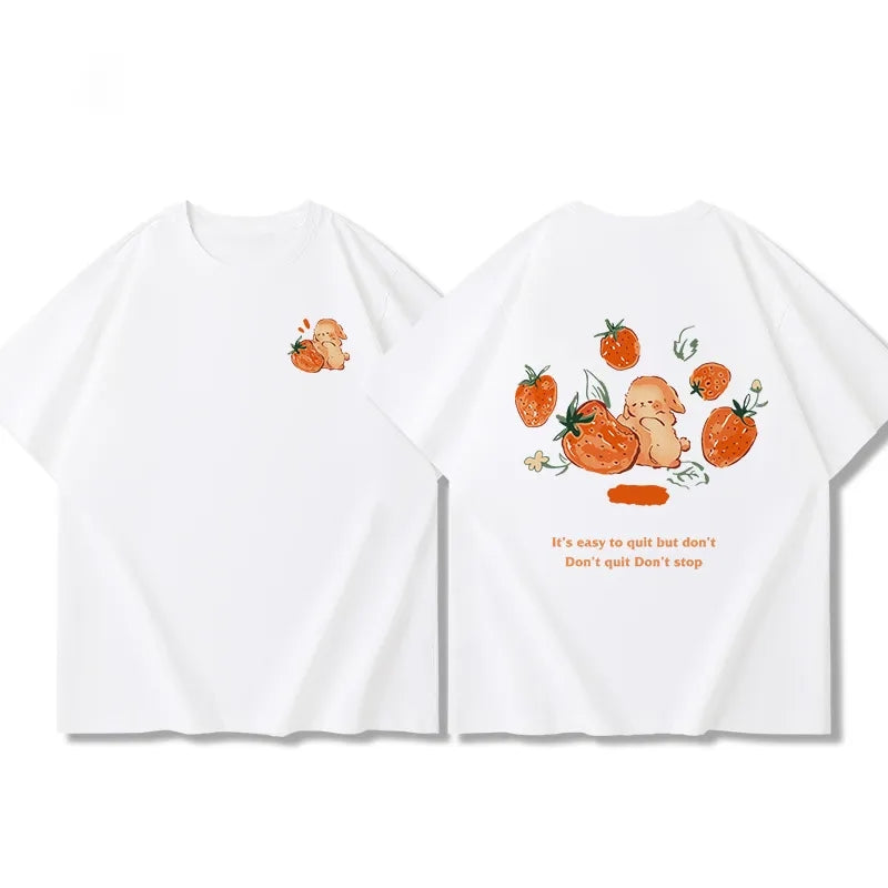 Oversized Strawberry Print Short Sleeve T-shirt