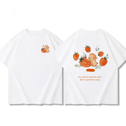Oversized Strawberry Print Short Sleeve T-shirt