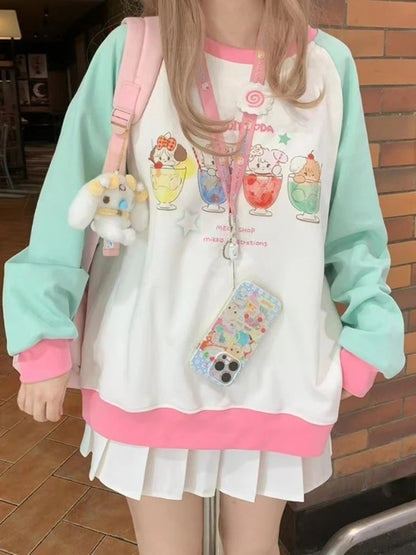 Animal Dessert Patchwork Sweatshirt
