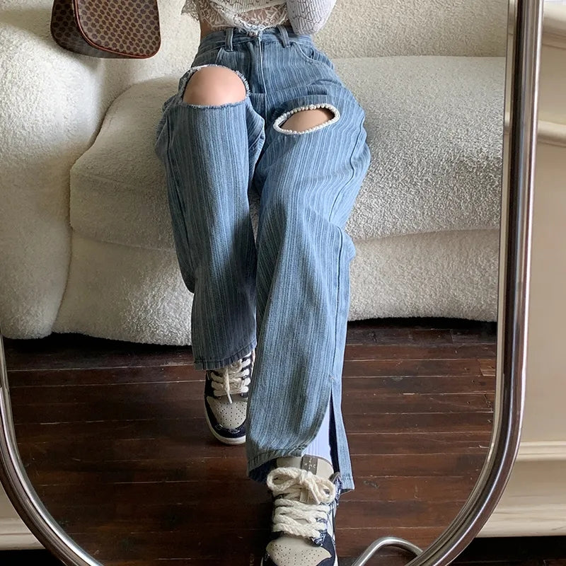 Heart Cut Out Flare Jeans