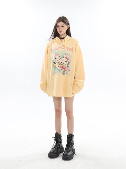Yellow Kitten Print Sweater