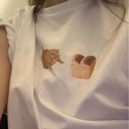 Cat Loaf Print Short Sleeve T-shirt