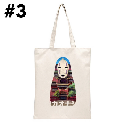 Japanese Anime Print Canvas Tote Bag