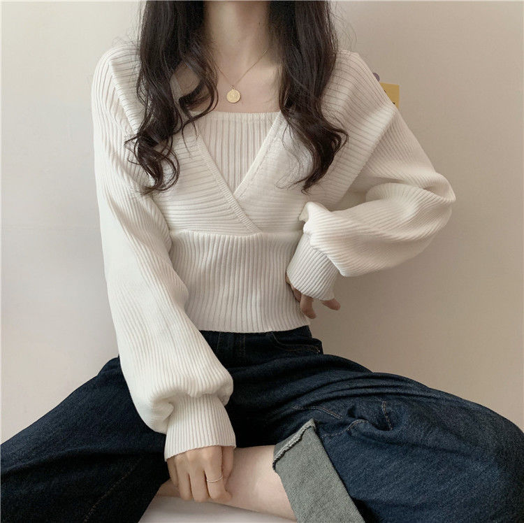 White Knit Crop Sweater