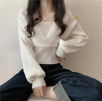 White Knit Crop Sweater