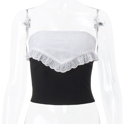 Black & Lace Patchwork Tube Top