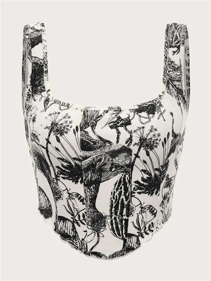 Black & White Plant Print Tank Top