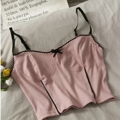 Cute Sexy Purple Knit Crop Top Sleeveless Tank Camisole Aesthetic Casual Summer E-Girl Kawaii Korean Japanese Harajuku