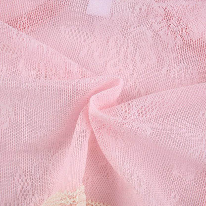 Cute Sexy Pink Sweet Lace Trim Bow Crop Top V Neck Transparent Sleeveless Shirt Summer Party E-Girl Kawaii Korean Japanese Harajuku Streetwear