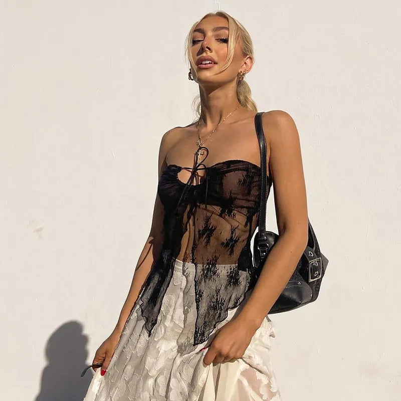 Black Lace Bustier Tube Top