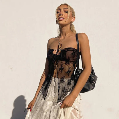 Black Lace Bustier Tube Top